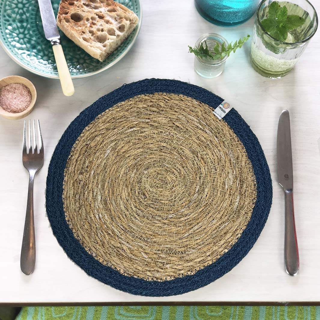 Seagrass & Jute Tablemat - Natural/Denim