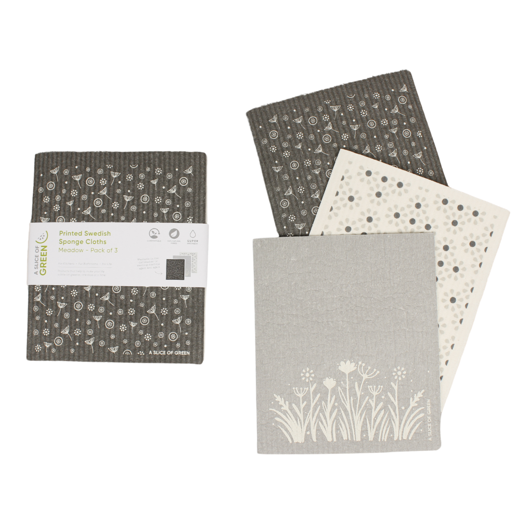 Printed Swedish Sponge Cloths - Pack of 3 - Meadow