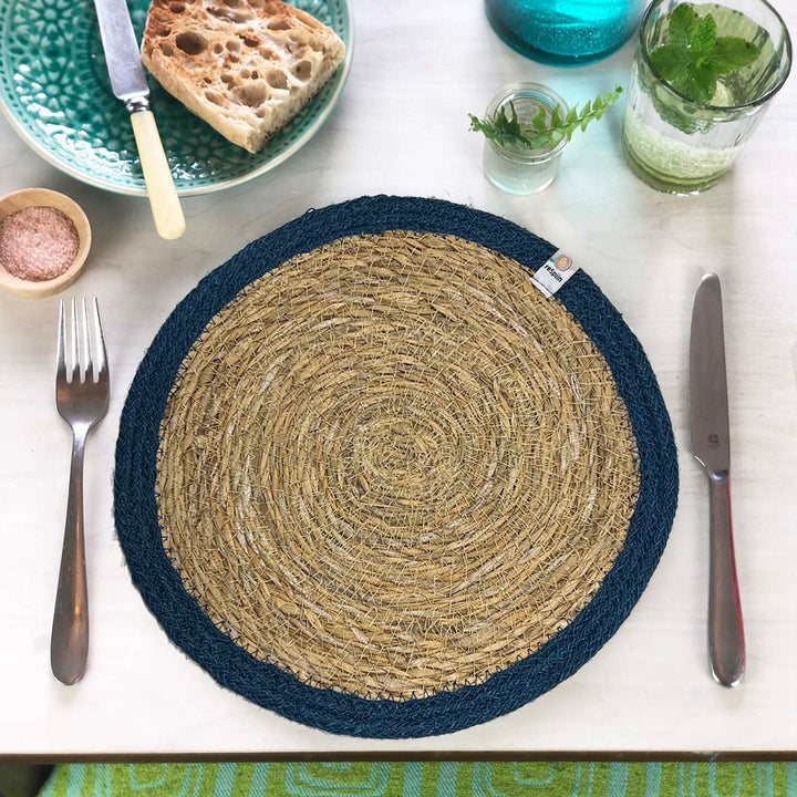 Set of 6 Seagrass & Jute Tablemats - Rainbow