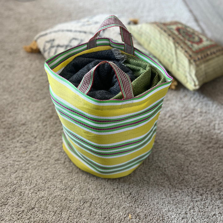 Recycled Woven Bucket Bag - Beach