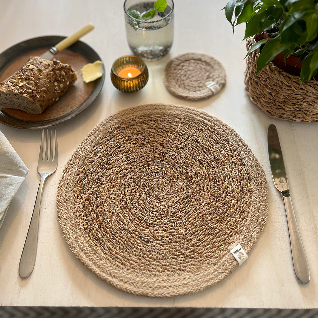 Set of 6 Seagrass & Jute Tablemats - Naturals