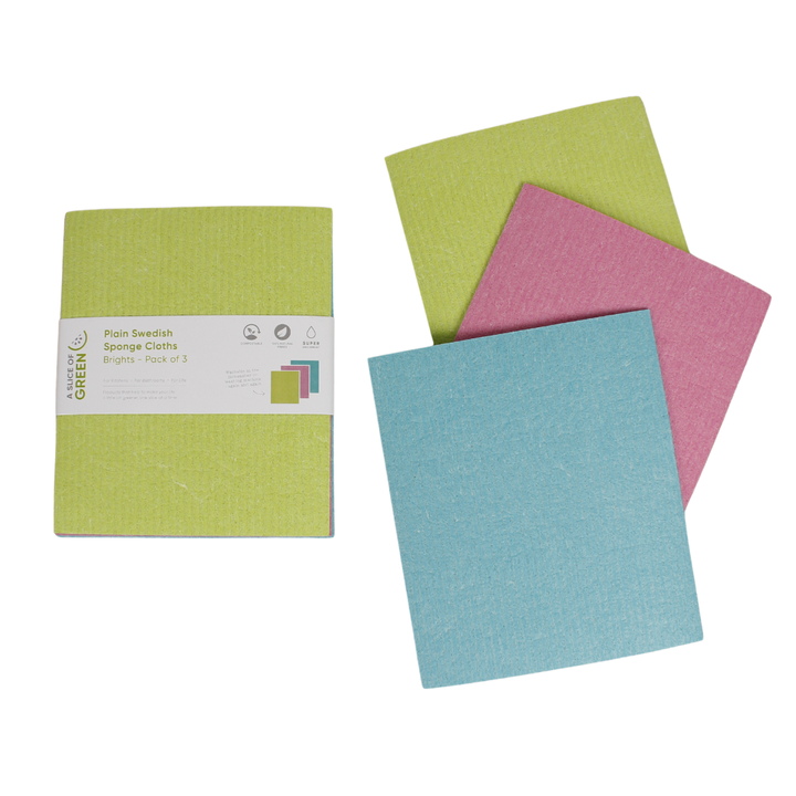 Plain Swedish Sponge Cloths - Pack of 3 - Brights