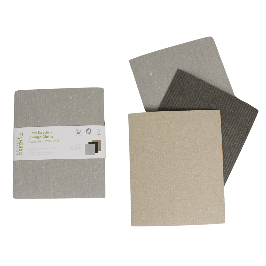 Plain Swedish Sponge Cloths - Pack of 3 - Naturals