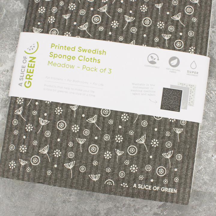 Printed Swedish Sponge Cloths - Pack of 3 - Meadow