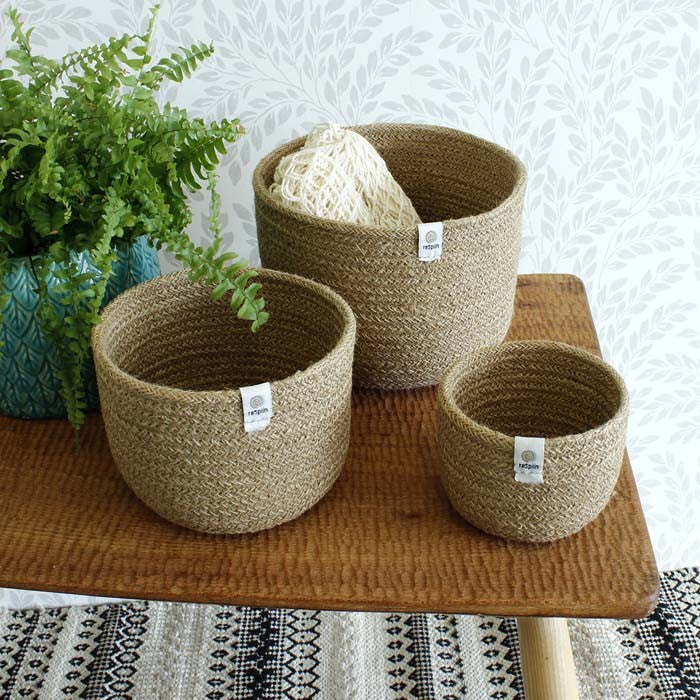 Jute Tall Basket Set - Natural