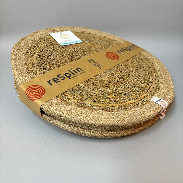 Set of 6 Seagrass & Jute Tablemats - Natural/Natural