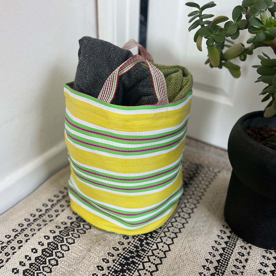 Recycled Woven Bucket Bag - Beach