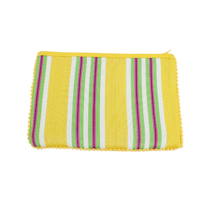 Recycled Woven Pom Pom Pouch - Beach