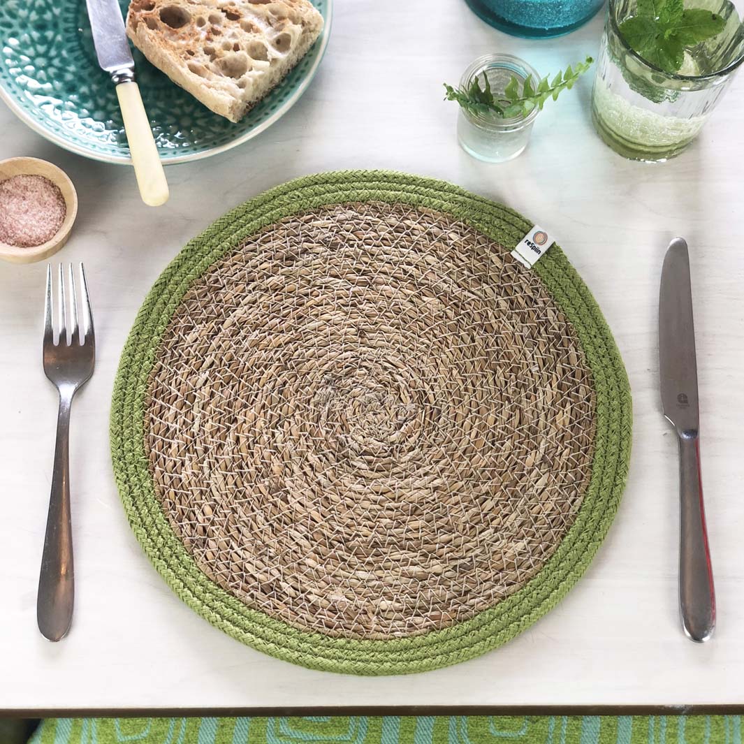 Set of 6 Seagrass & Jute Tablemats - Rainbow