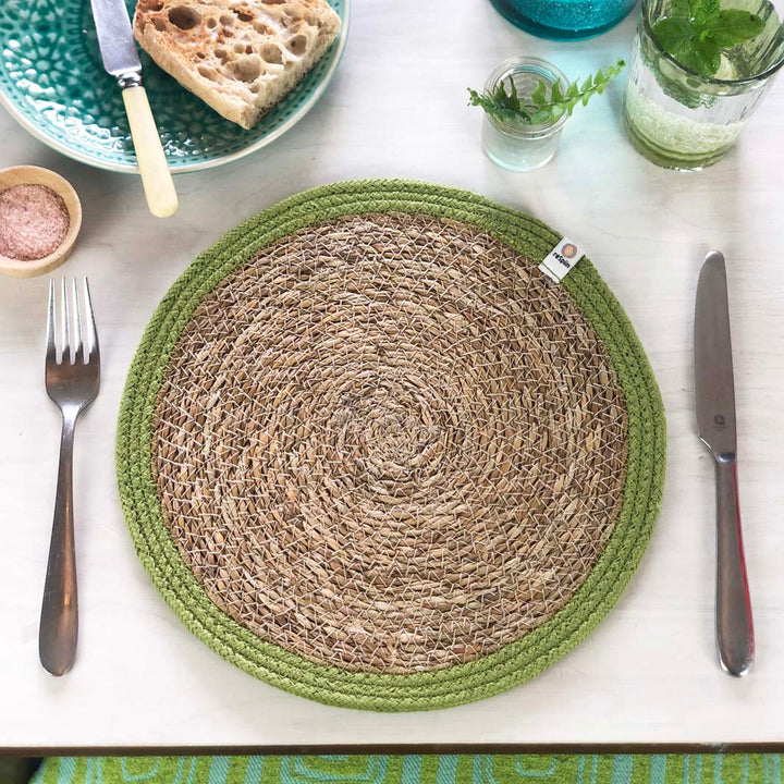 Set of 6 Seagrass & Jute Tablemats - Rainbow