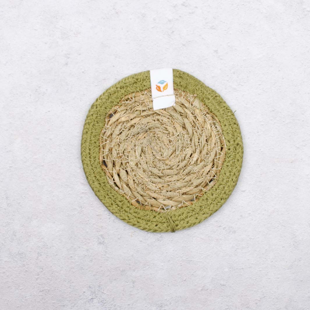 Seagrass & Jute Coaster - Natural/Green