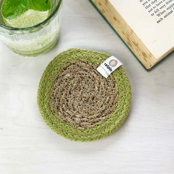 Set of 6 Seagrass & Jute Coasters - Rainbow