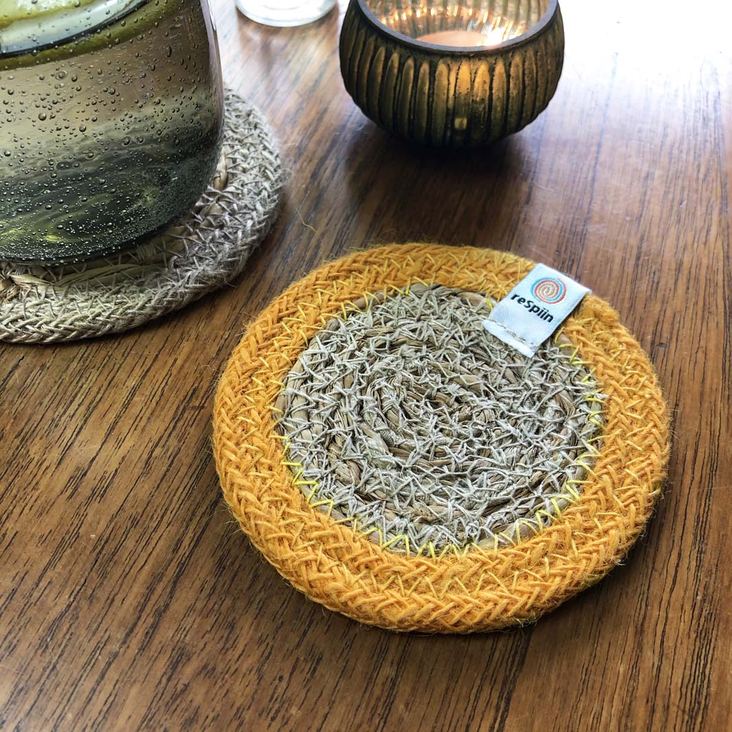 Seagrass & Jute Coaster - Natural/Yellow