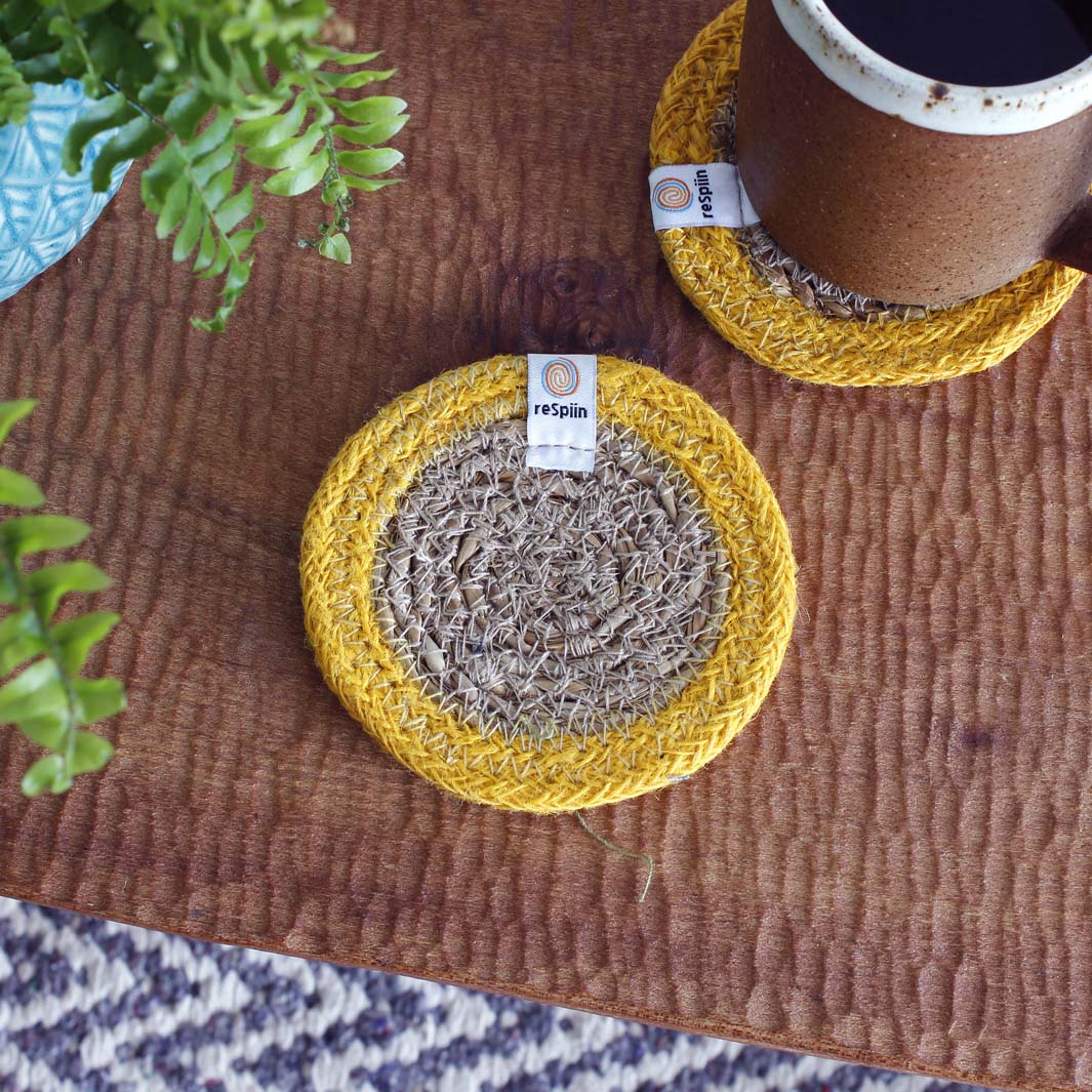 Set of 6 Seagrass & Jute Coasters - Brights
