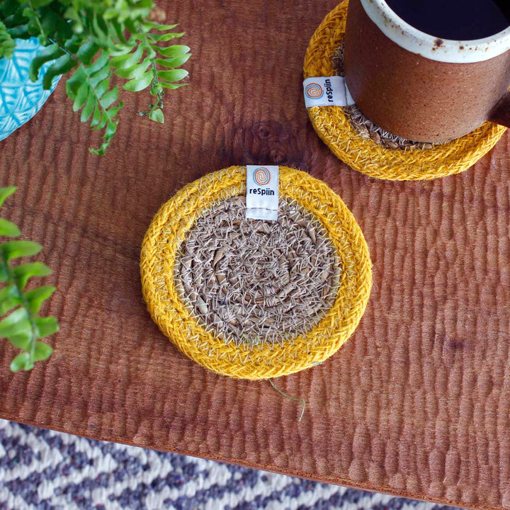 Set of 6 Seagrass & Jute Coasters - Brights