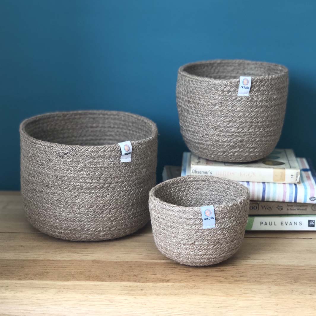 Jute Tall Basket Set - Natural