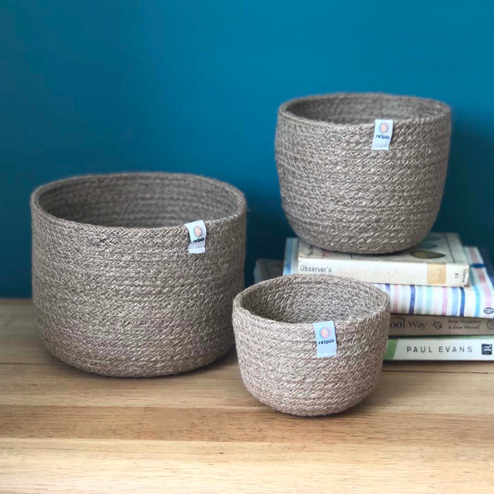 Jute Tall Basket Set - Natural