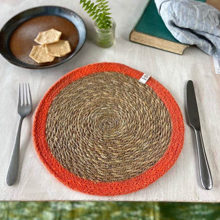 Set of 6 Seagrass & Jute Tablemats - Rainbow