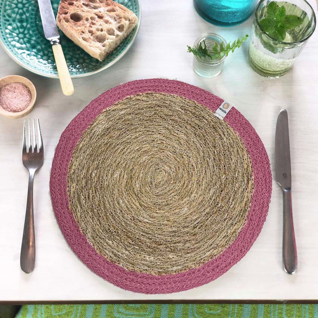 Set of 6 Seagrass & Jute Tablemats - Rainbow