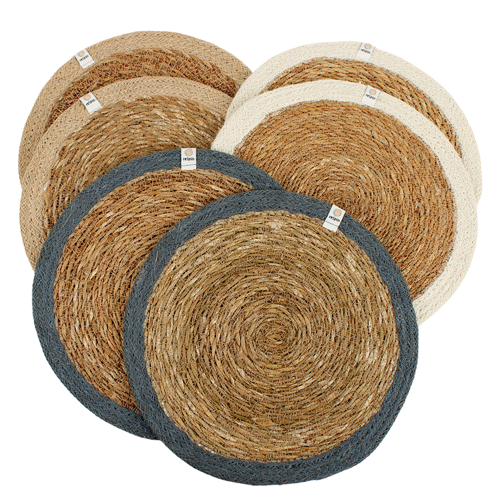 Set of 6 Seagrass & Jute Tablemats - Naturals