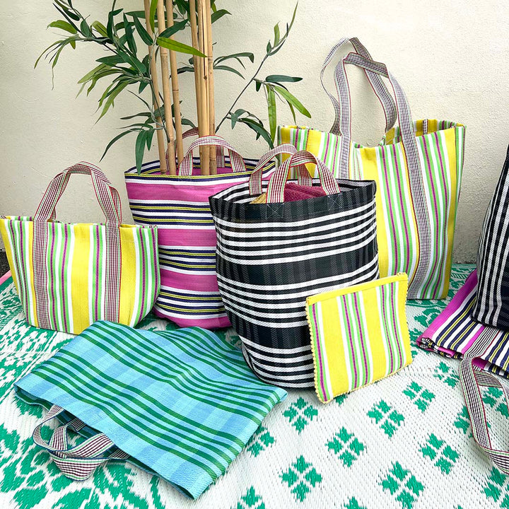 Recycled Woven Bucket Bag - Beach