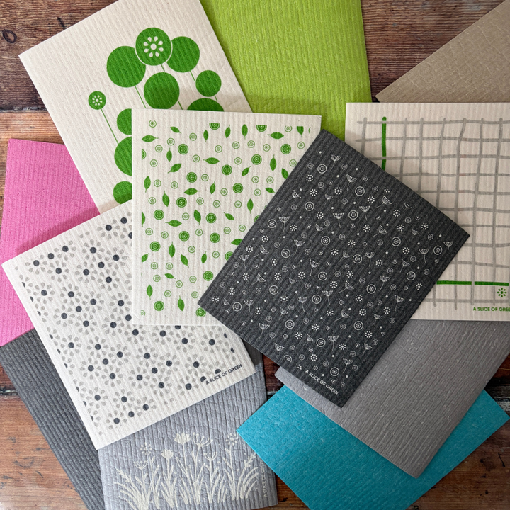 Printed Swedish Sponge Cloths - Pack of 3 - Mint Leaf
