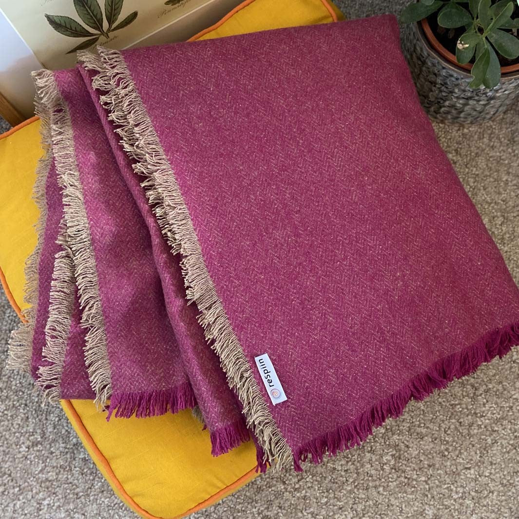 Recycled Wool Blanket/Throw - Mulberry